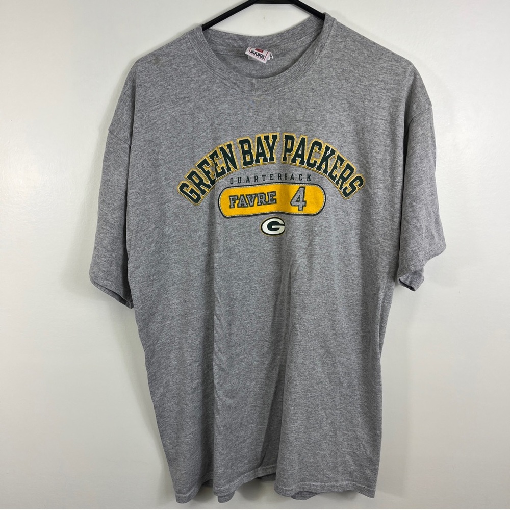 Vtg Green Bay Packers Tshirt Brett Favre #4 QB Gray Adult Sz XL NFL Players
